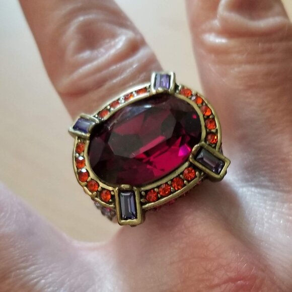 NWOT stunning Heidi Daus vintage style cocktail ring, size 7 - Picture 9 of 11